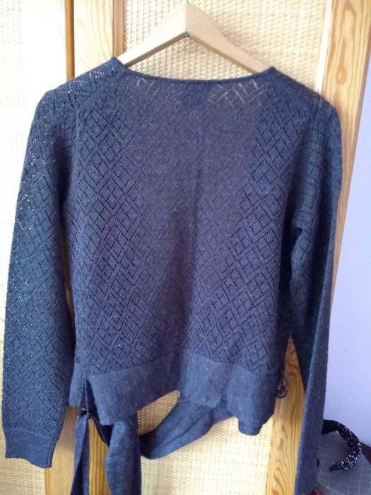 Sweter damski/kardigan - kopertowy, ażur - JAKOŚĆ