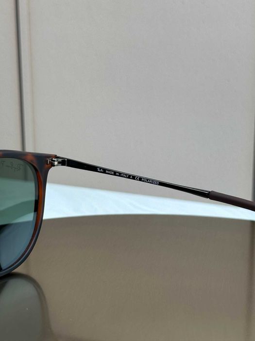 Сонцезахисні окуляри Ray-Ban Erika RB4171 гавана, зелена лінза, поляризовані, круглі, жіночі, оригінал
