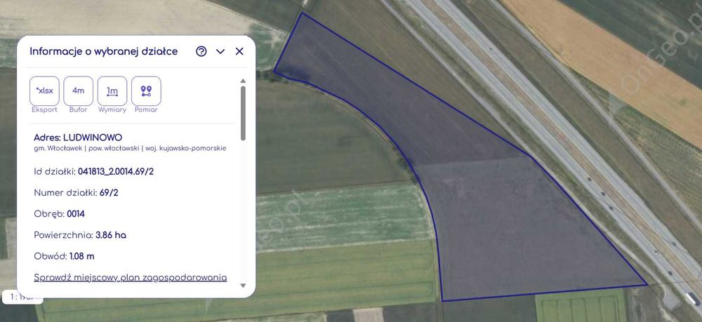 Działka rolna 3.86 ha, Ludwinowo