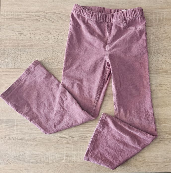 Spodnie sztruksowe dziewczęce dzwony flare h&m 128