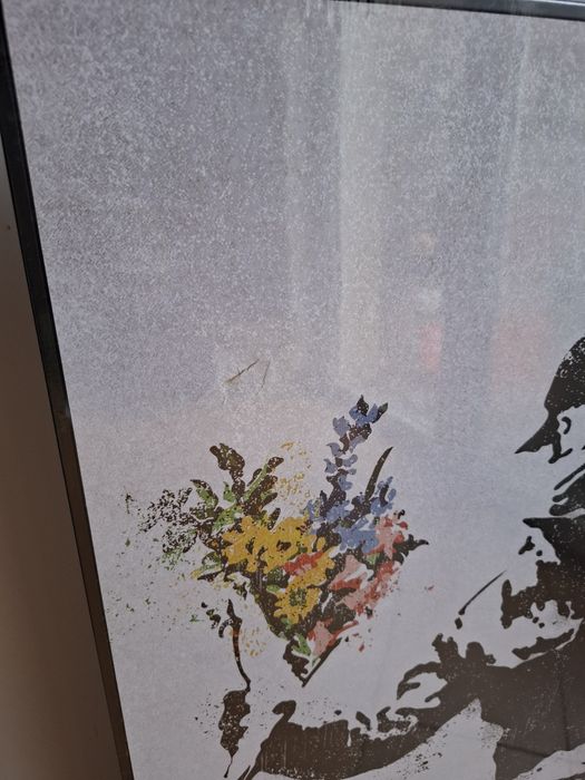 Obraz Banksy " Miotacz kwiatów " na płycie 60/90cm