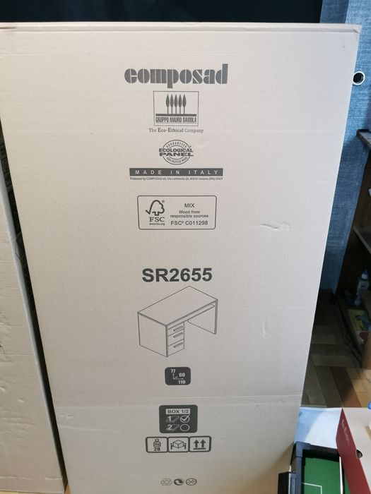 Biurko włoskie, nowe, szare