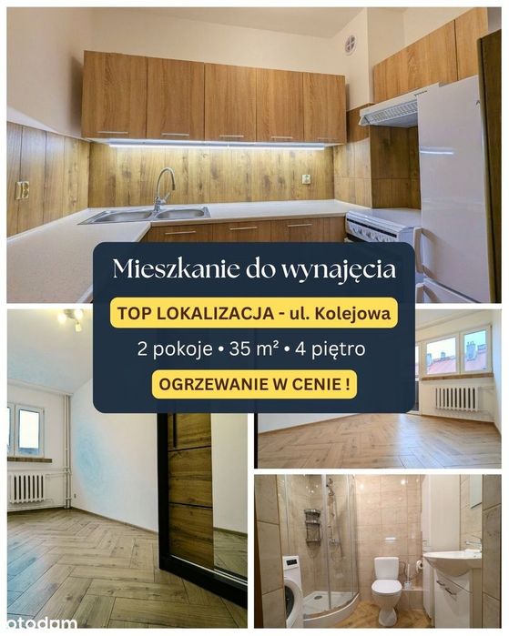 ul. Kolejowa, CENTRUM, 2 niezależne pokoje, 35 m2, OGRZEWANIE W CENIE