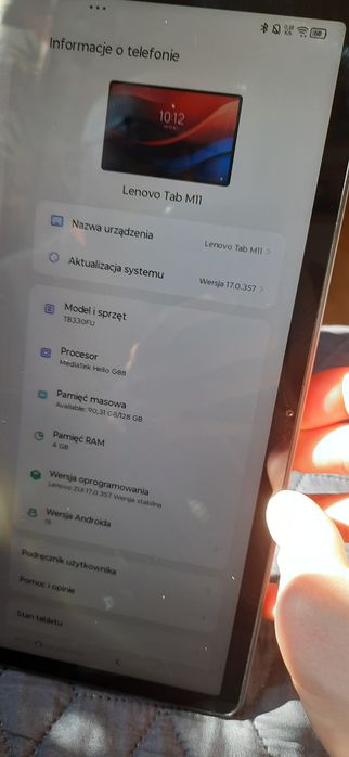 Lenovo TAB M11 4GB RAM 128GB dysk, rysik