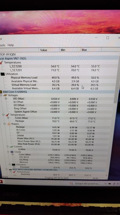 Acer Aspire V 15 Nitro Black Edition Grafika 4gb wada
