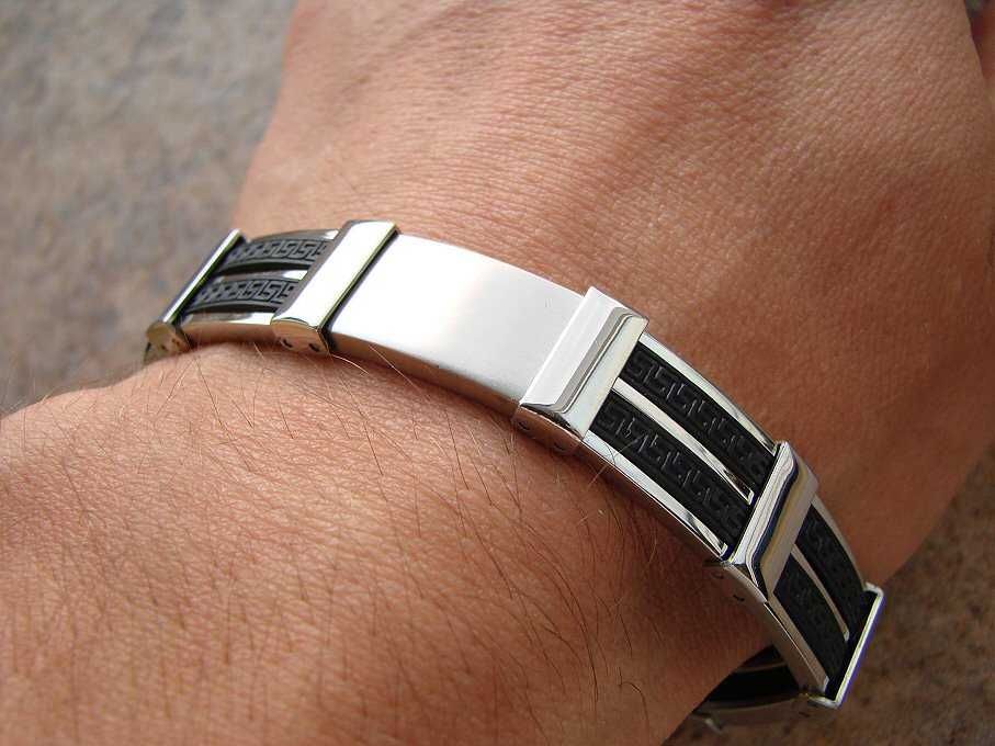 Srebrna męska bransoletka ze stali chirurgicznej stainless steel