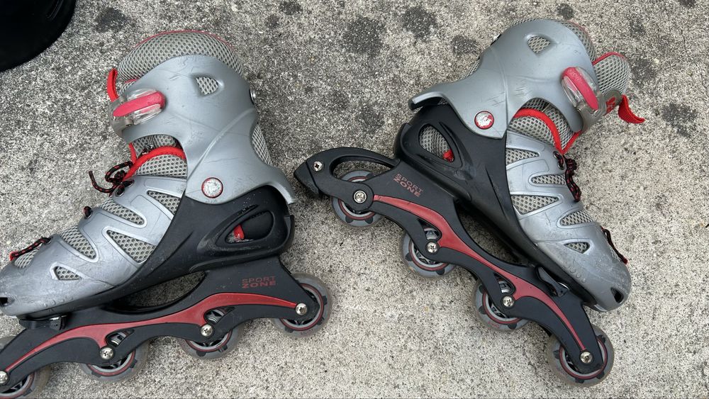 Kit Patins em Linha + Proteções + Mochila