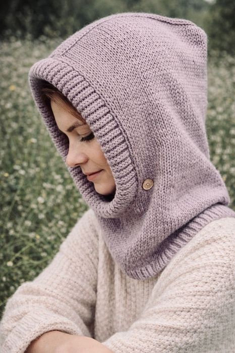Ręcznie robiona balaclava kapturokomin czapka bawełna i alpaka