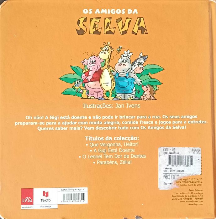 Livro Os Amigos da Selva "A Gigi Está Doente" de Caramel