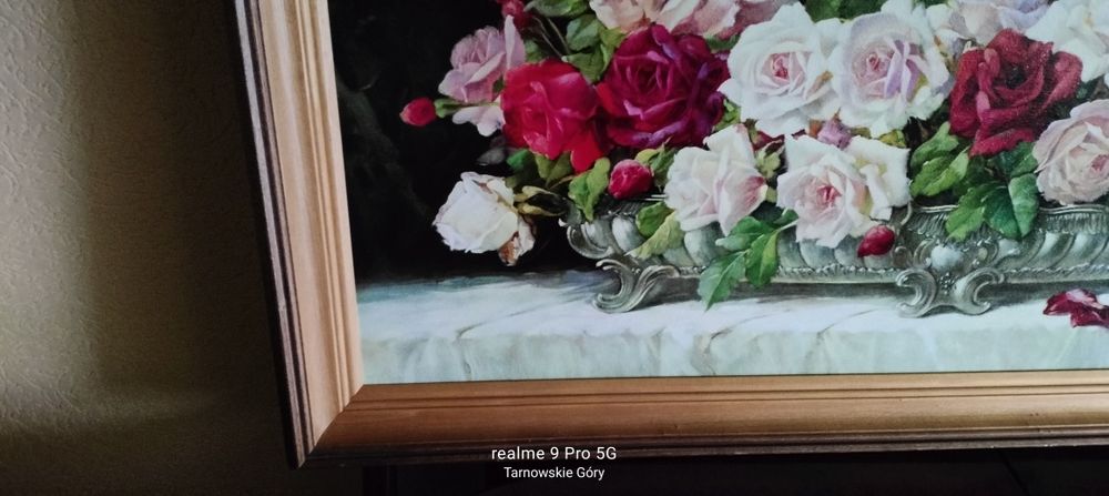 Obraz kwiaty.grafika lakierowane na płycie.