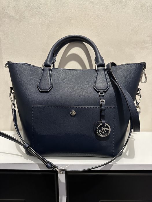 oryginalna michael kors saffiano niebieska torebka worek na ramie