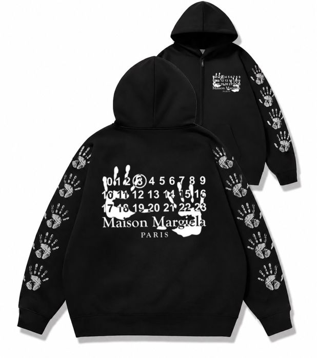 Зип худи Maison Margiela Paris Logo унисекс черное Мейсон Мардежа кофта лонгслив толстовка Новинка свитшот