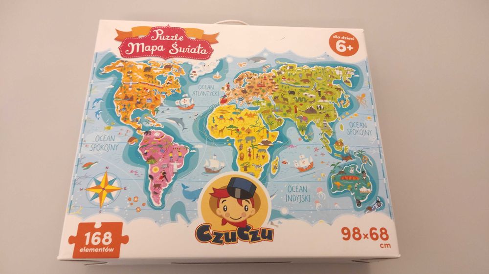 Puzzle 6+ CzuCzu Mapa świata + Clementoni Animals Zwierzęta nowe