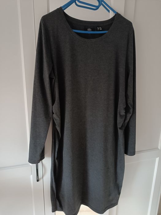 Sukienka ciążowa Bonprix, r. 40/42, do kolan, szara, dł. rekaw