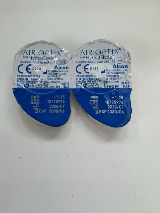 Soczewki Air Optix plus HydraGlyde -1.25 (2 sztuki) – nowe, Alcon