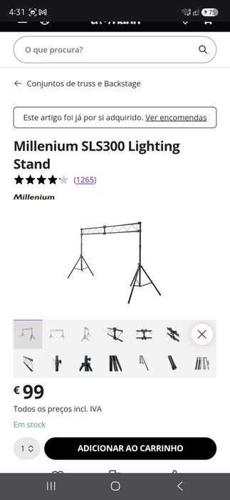 Vendo pernas para suporte de iluminaçao