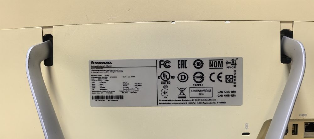 Моноблок Lenovo 10150/i3-4150T/Ram 4gb /HDD no/дефект