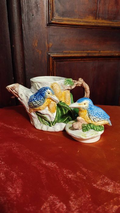 Kolekcjonerski dzbanek ceramiczny zimorodki