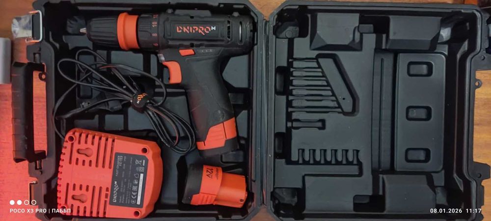 Акумуляторний дриль-шуруповерт Dnipro-M CD-12QX/ В кейсі!