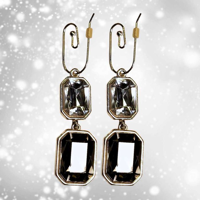 Эффектный Набор Украшений с сияющими чёрными камнями — Колье и Серьги