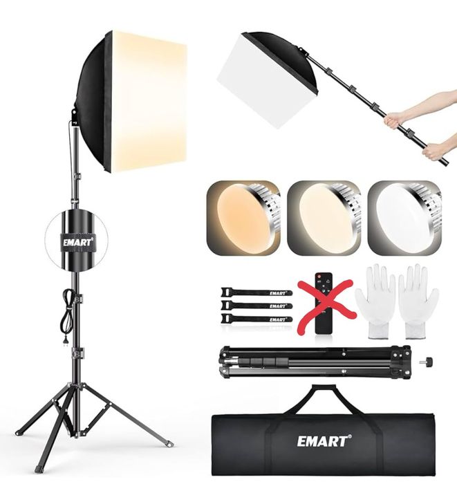 Zestaw oświetleniowy EMART softbox 41x41 cm – nowy, bez pilota