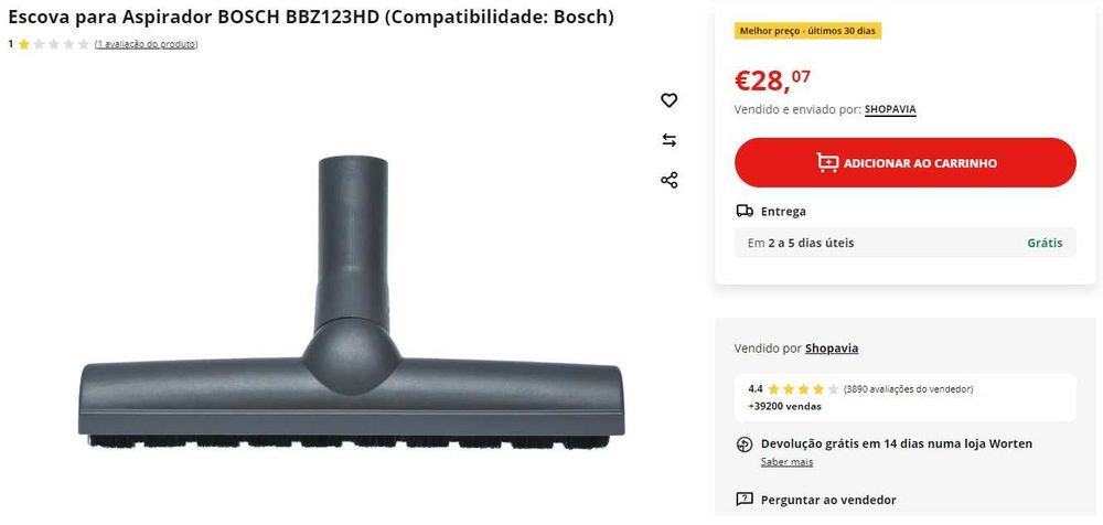 Escova Aspirador Bosch Pisos Duros/Parquet - modelo BBZ123HD - 35 mm