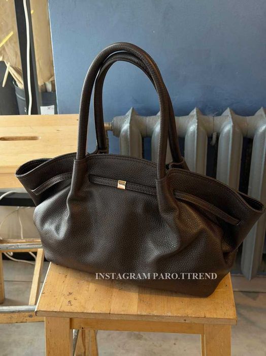 Шкіряний шоколадний шопер , коричневий шкіряний шопер