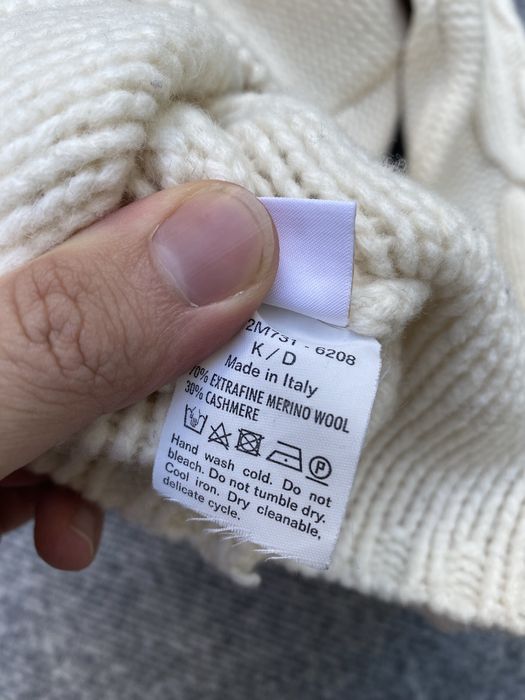 Kremowy ecru wełniany merino kaszmirowy sweter Bally