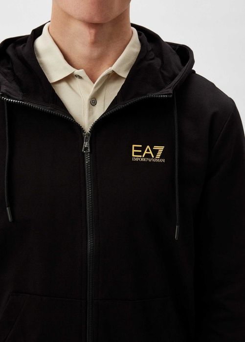 EMPORIO ARMANI EA7 męska bluza z kapturem NERO / GOLD