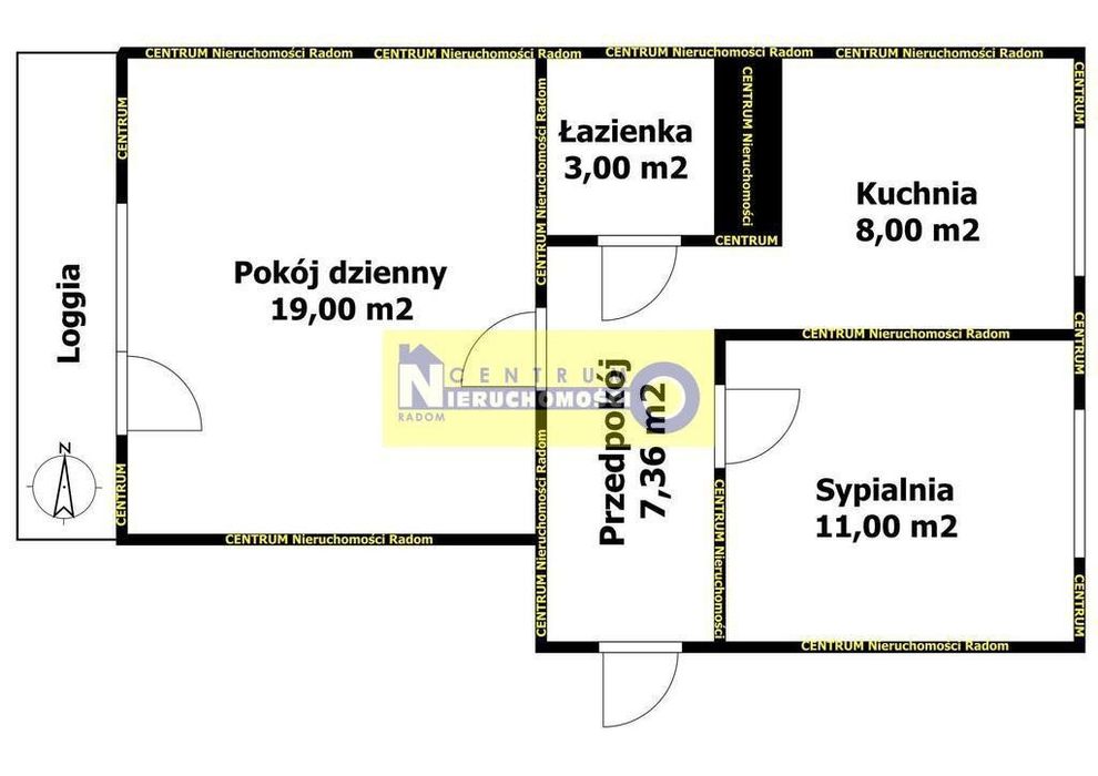 Wośniki, ul. Wośnicka, M3, 48.36 m2, loggia.