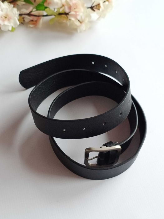 Czarny pasek do spodni sukienki damski skóra ekologiczna