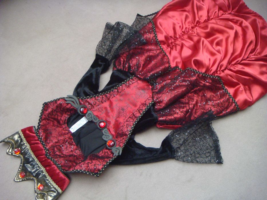 PIĘKNY strój dama dworu / królowa z kołnierzem i koroną 110/116