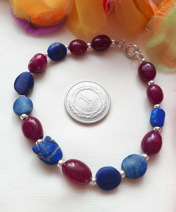 Bransoletka z kamieni - rubin i lapis lazuli