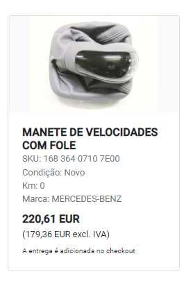 Manete alavanca velocidades Mercedes A W168 manual 5 vel