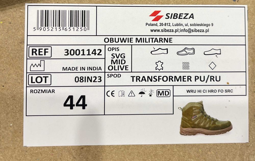 Buty Taktyczne SVG MID Sibeza Olive Green / rozm. 44 / Nowe