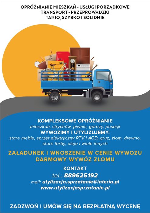 Opróżnianie Mieszkań Domów Strychów Piwnic Garaży, Wywóz Gratów