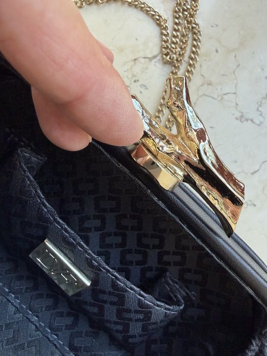 Новий шкіряний клатч Diane von Furstenberg DVF чорний з ланцюжком