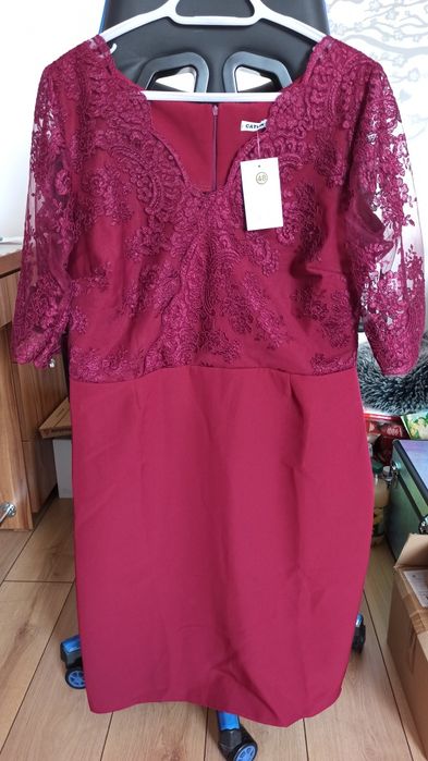 Nowa sukienka bordowa koronkowa Catlin 48
