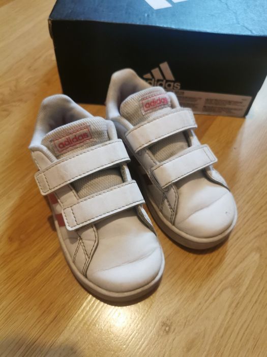 Buty adidas 25 biało różowe brokat obuwie buciki adidasy