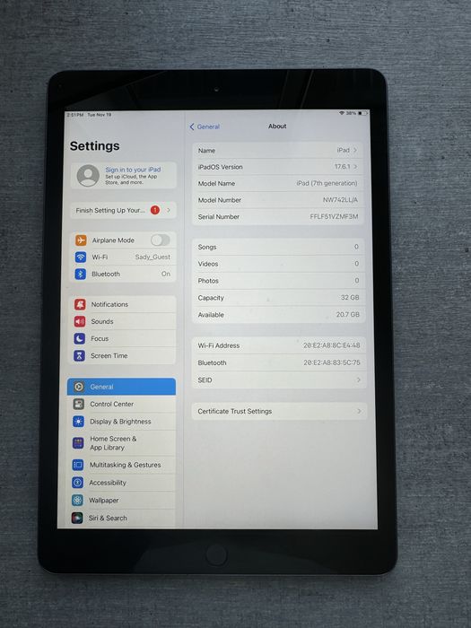iPad 7 покоління. 32GB. Space Grey. Без обмежень. Гарантія