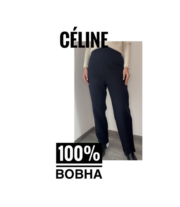 Темно сині вовняні штани класичні прямі брюки céline,