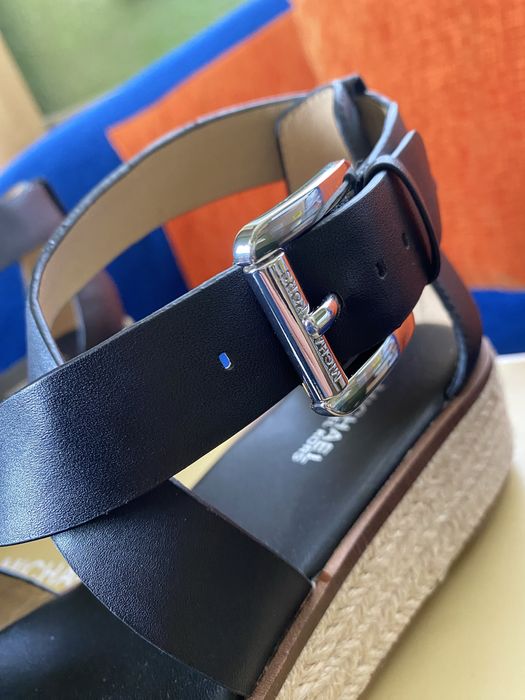 Nowe espadryle Michael Kors 36 Darby czarne sandały skórzane skóra