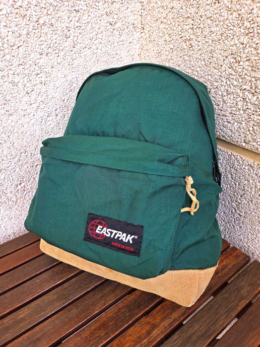 Mochila backpack Eastpak Made in USA leather couro pele anos 90 RARA