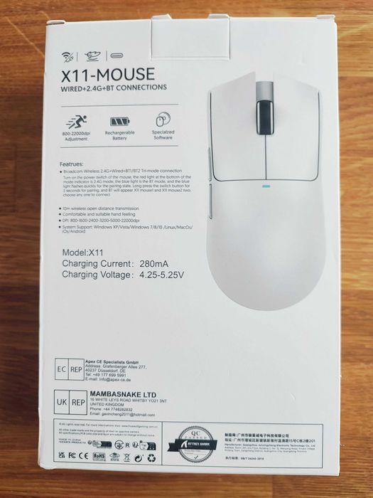 Myszka bezprzewodowa gamingowa Attack Shark X11 ze stacją dokującą RED