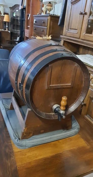 Oryginalna beczka drewniana dębowa z kranem okucia kolonialna FV DOWÓZ