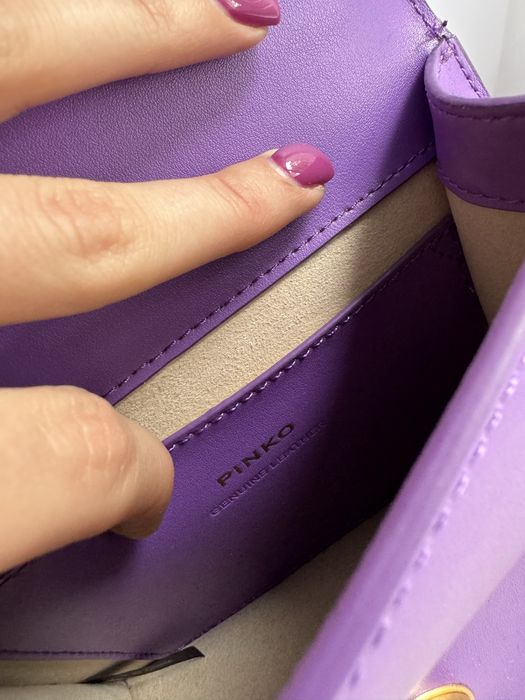 Torebka Pinko Mini Love Top Handle fioletowa z łańcuchem