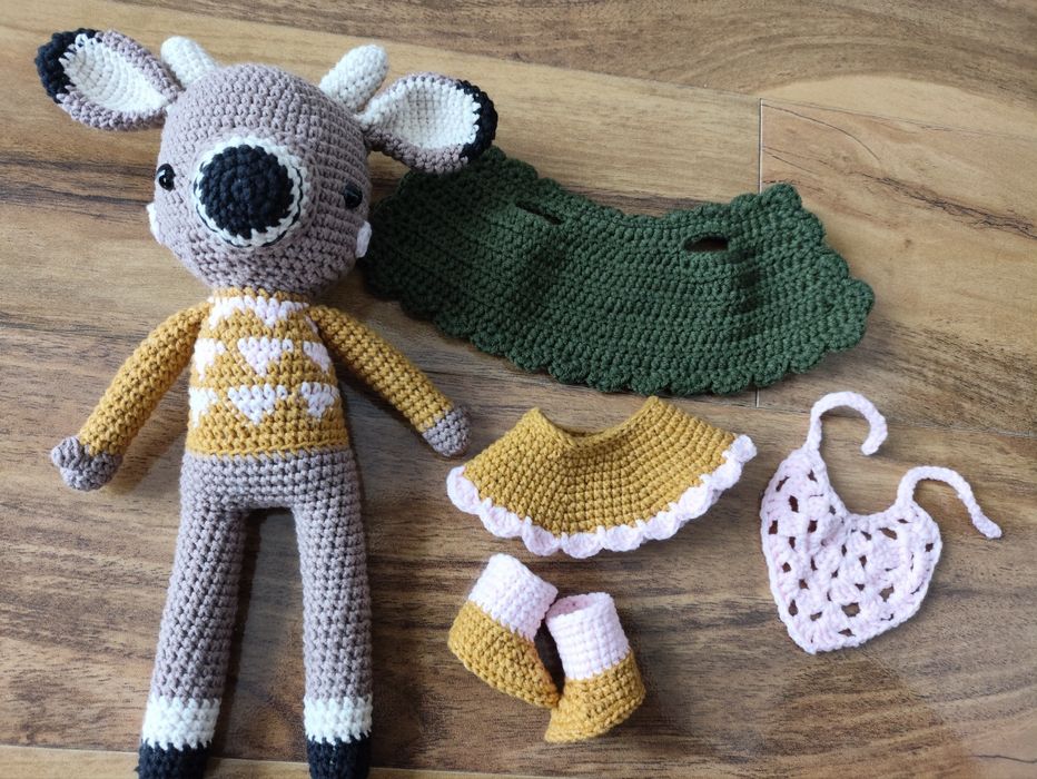 Maskotka Pani Jelonek łania handmade przytulanka