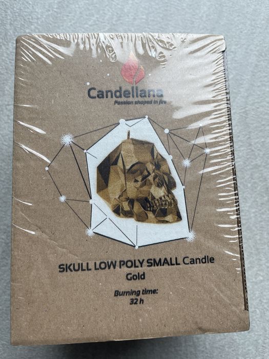 Świeca Candellana  złota czaszka skull low poly small candle