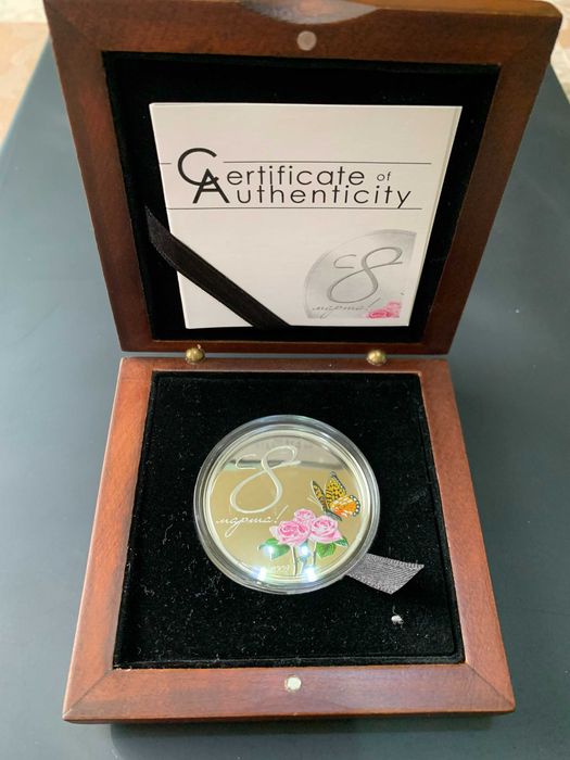 Срібна монета С 8 марта! 5$ О-ва Кука PROOF 2009 рік Тираж 500 шт !