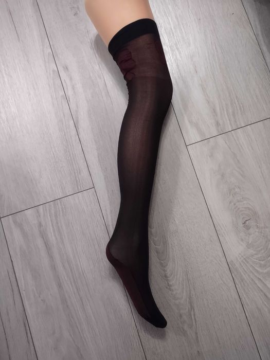 czarne damskie podkolanówki - zakolanówki